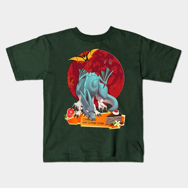 The Azure Dragon under the Red Moon Kids T-Shirt by black8elise